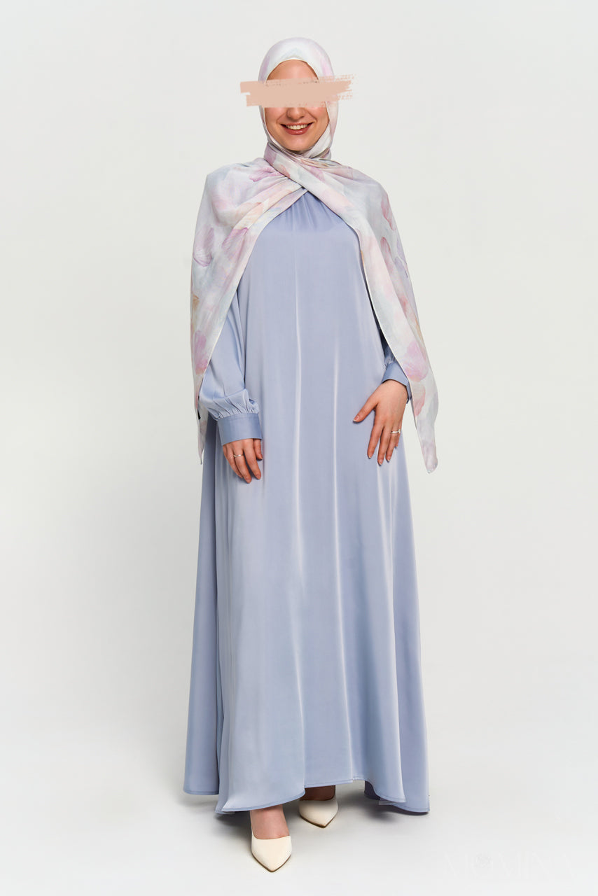 Lina Satin Flare Dress - Ocean Mist | Momina Hijabs Lina Satin Flare Dress - Ocean Mist | Momina Hijabs