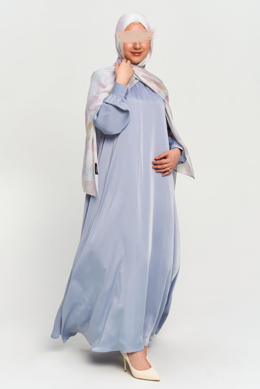Lina Satin Flare Dress - Ocean Mist