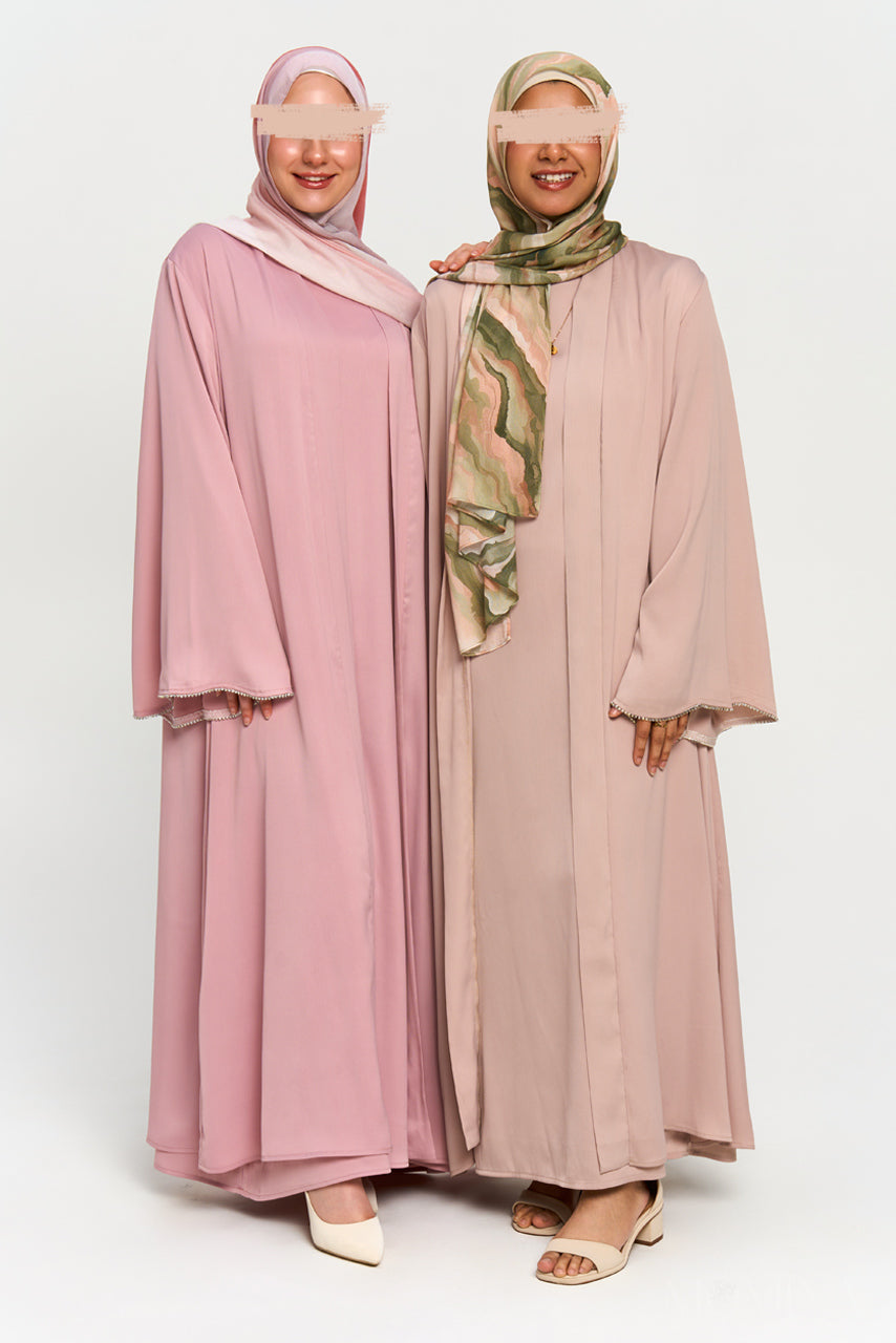 Nura Satin Abaya Set - Mauve Pink