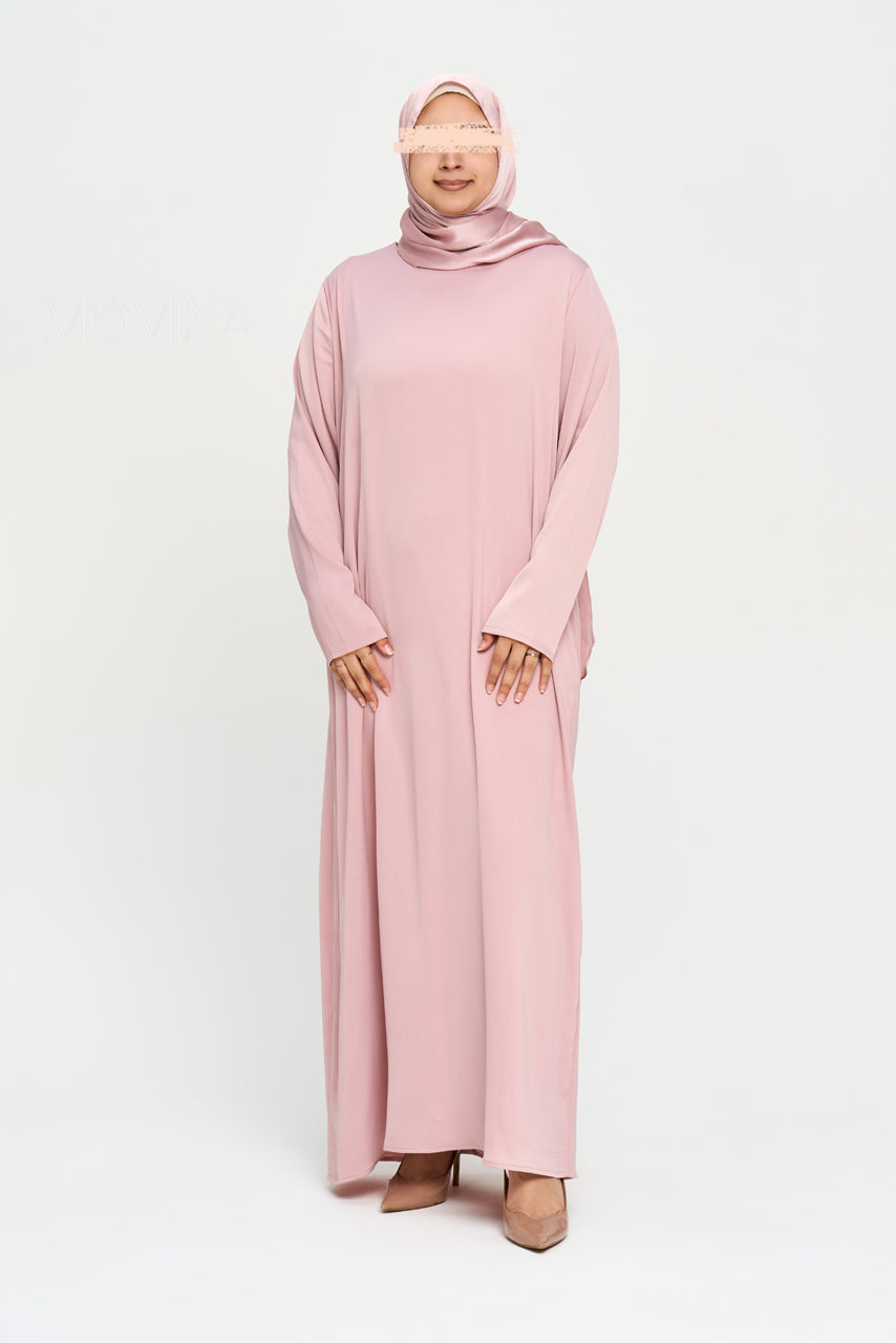 Nura Satin Abaya Set - Mauve Pink