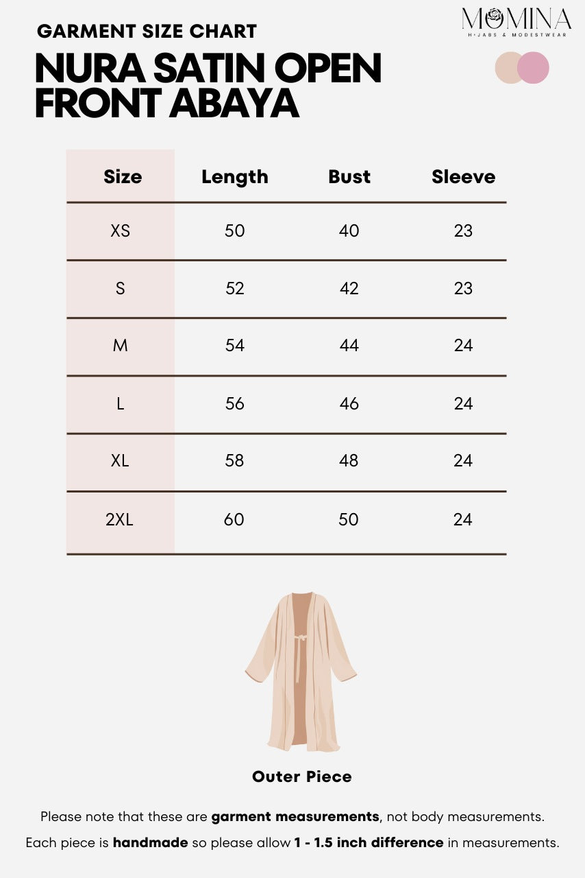 Nura Satin Open Front Abaya - Mauve Pink