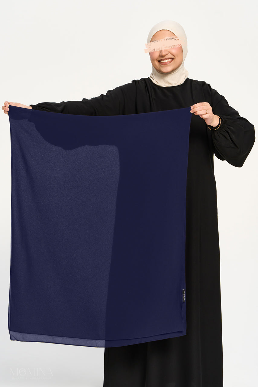 Premium Chiffon Hijab - Midnight Blue