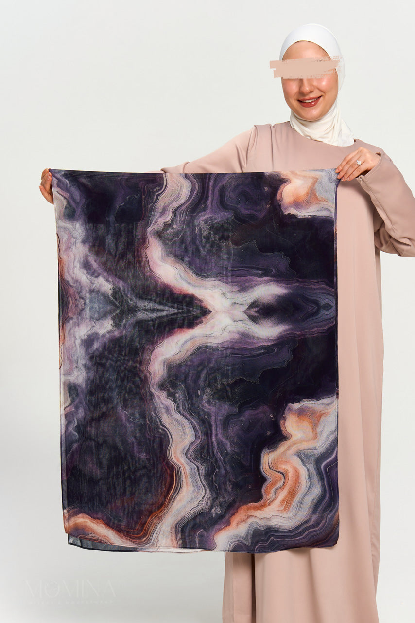 Printed Modal Hijab - Molten Mauve