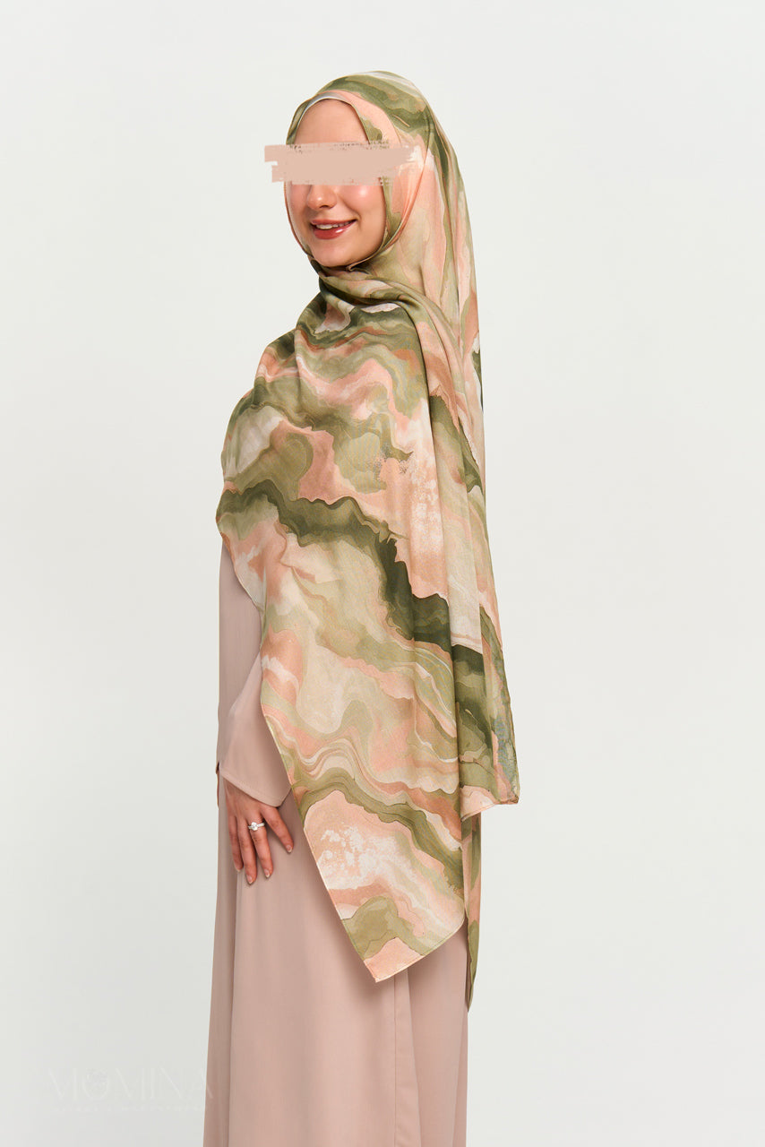 Printed Modal Hijab - Sage Marble