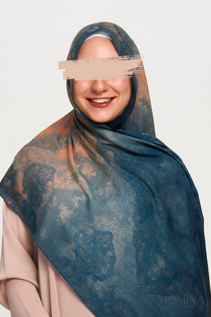 Printed Modal Hijab - Teal Ember
