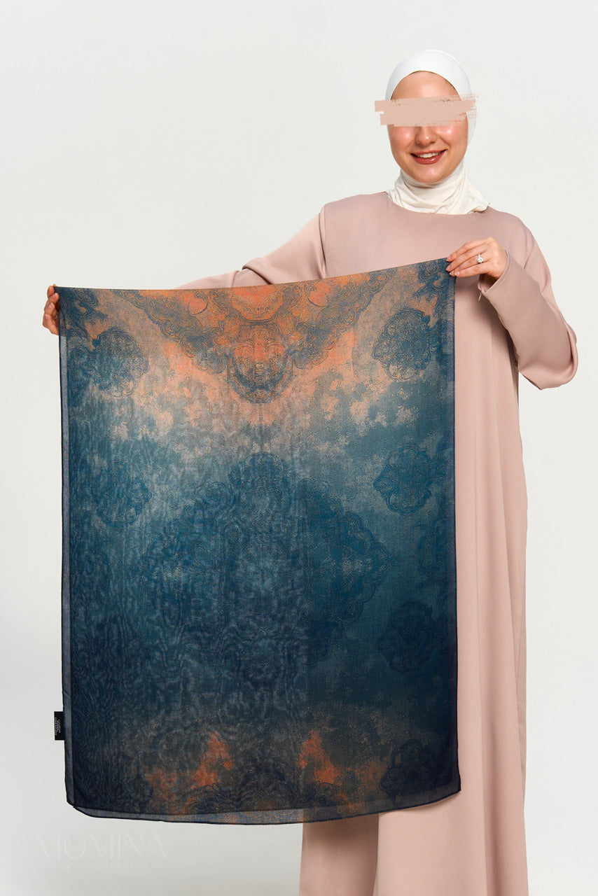 Printed Modal Hijab - Teal Ember