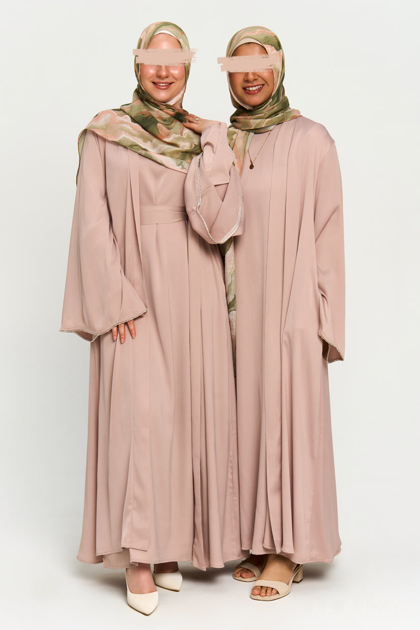 Nura Satin Abaya Set - Sandstone