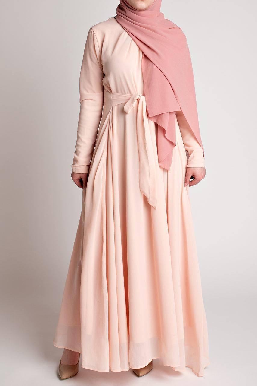Belted Chiffon Maxi Dress