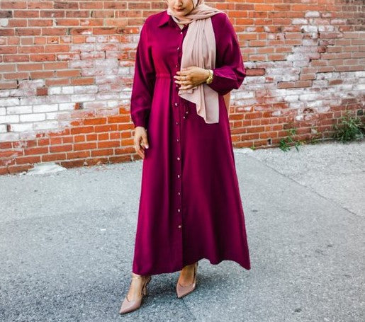 Front Button Maxi Dress - Momina Hijabs - Canada's largest online hijab store