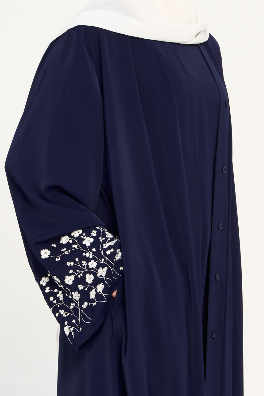 Amal Embroidered Abaya Set - Moonlit