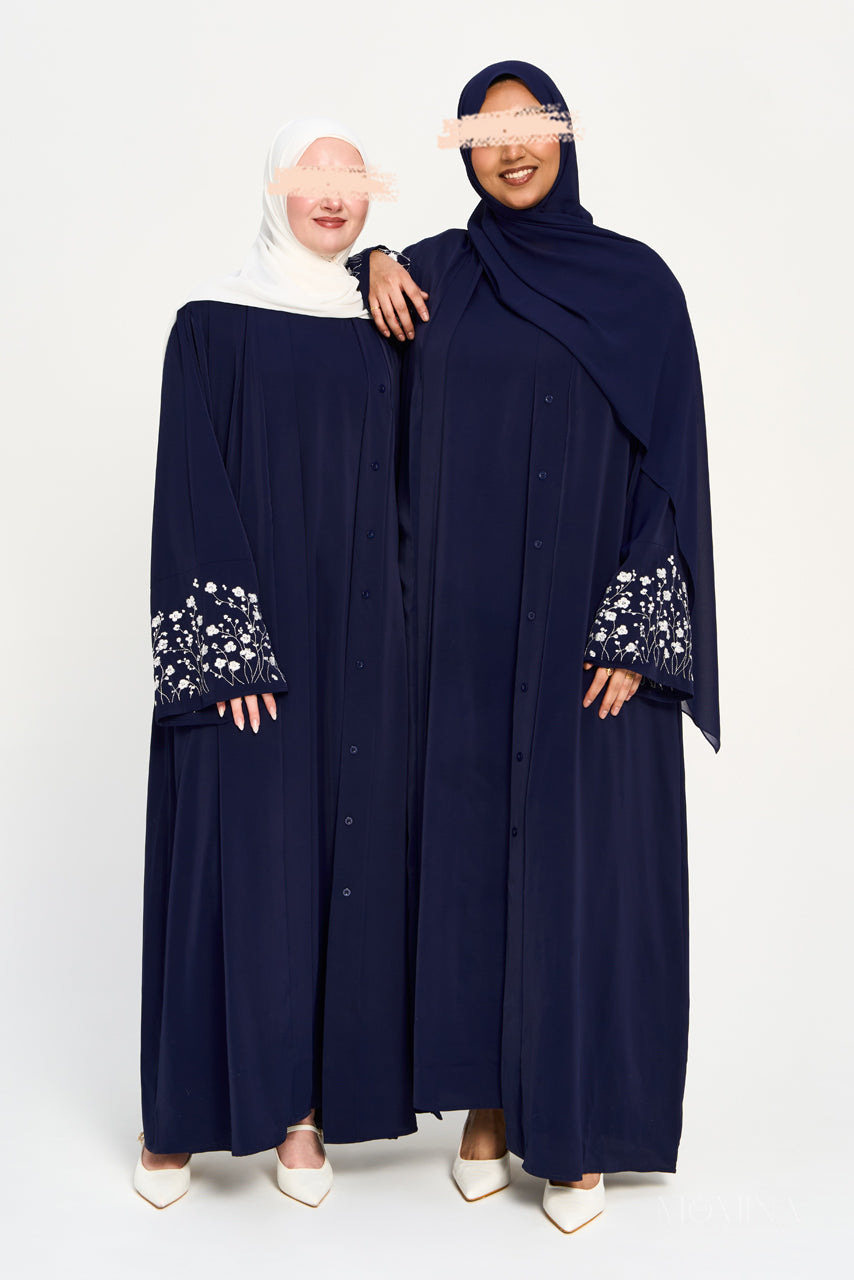 Amal Embroidered Abaya Set - Moonlit