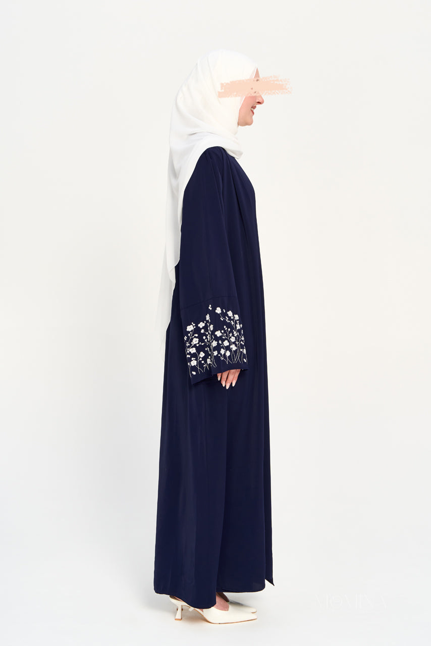 Amal Embroidered Abaya Set - Moonlit