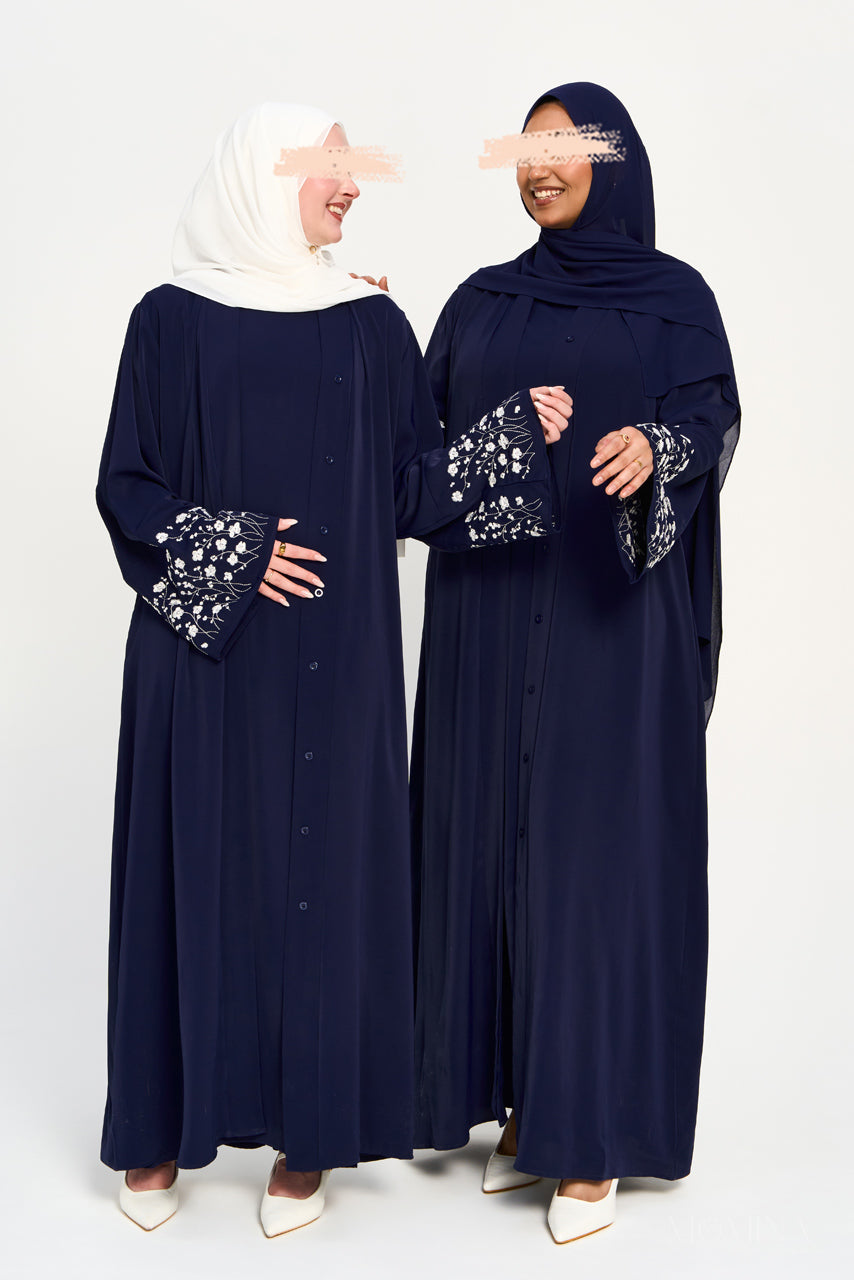 Amal Embroidered Abaya Set - Moonlit