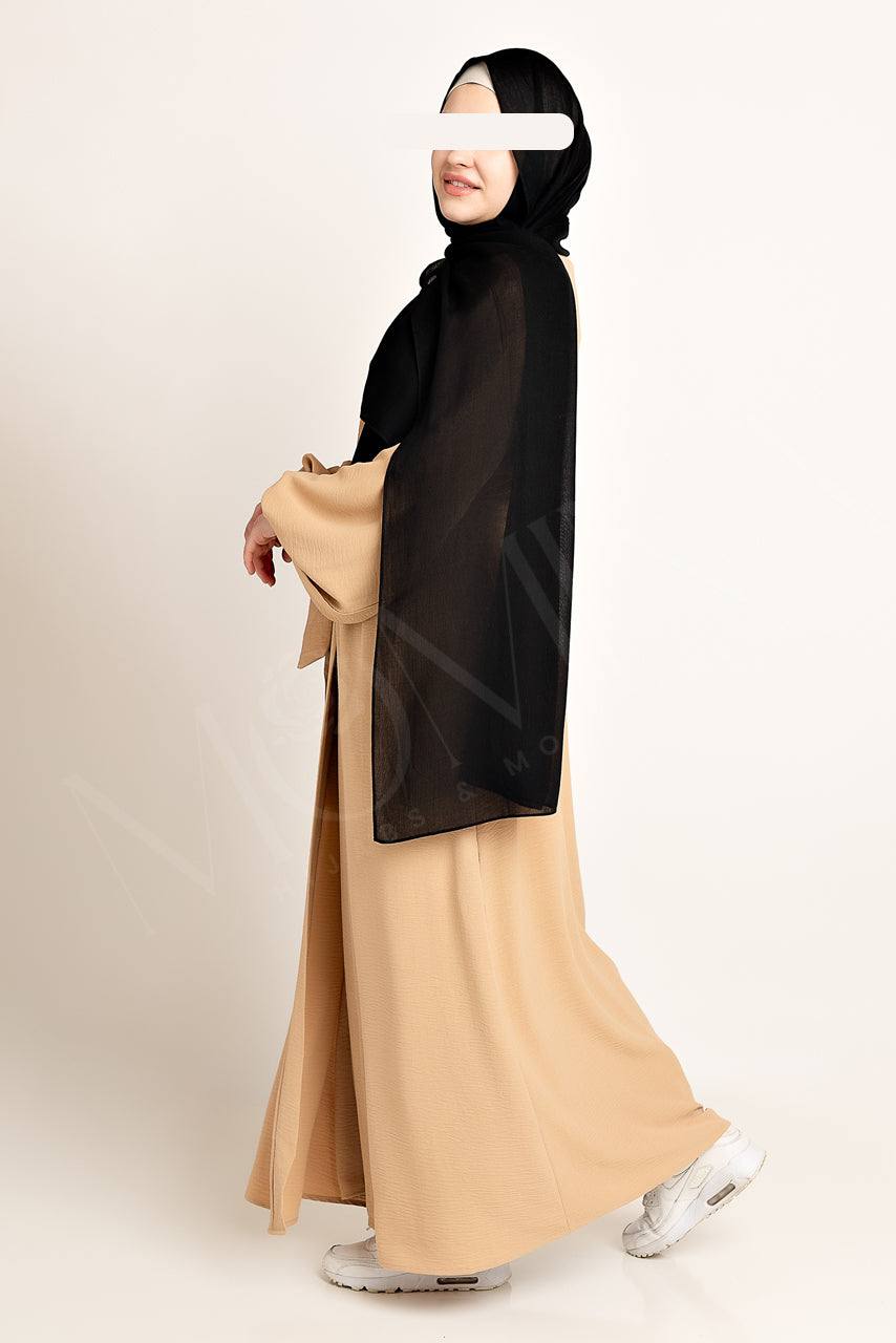 Amani Textured Abaya Set - Peanut - Momina Hijabs & Modestwear ™