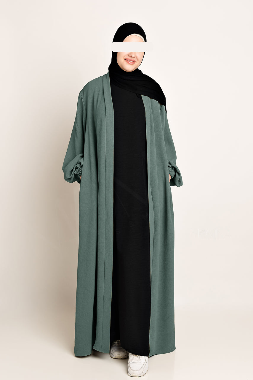 Amani Textured Abaya Outer - Ash Blue