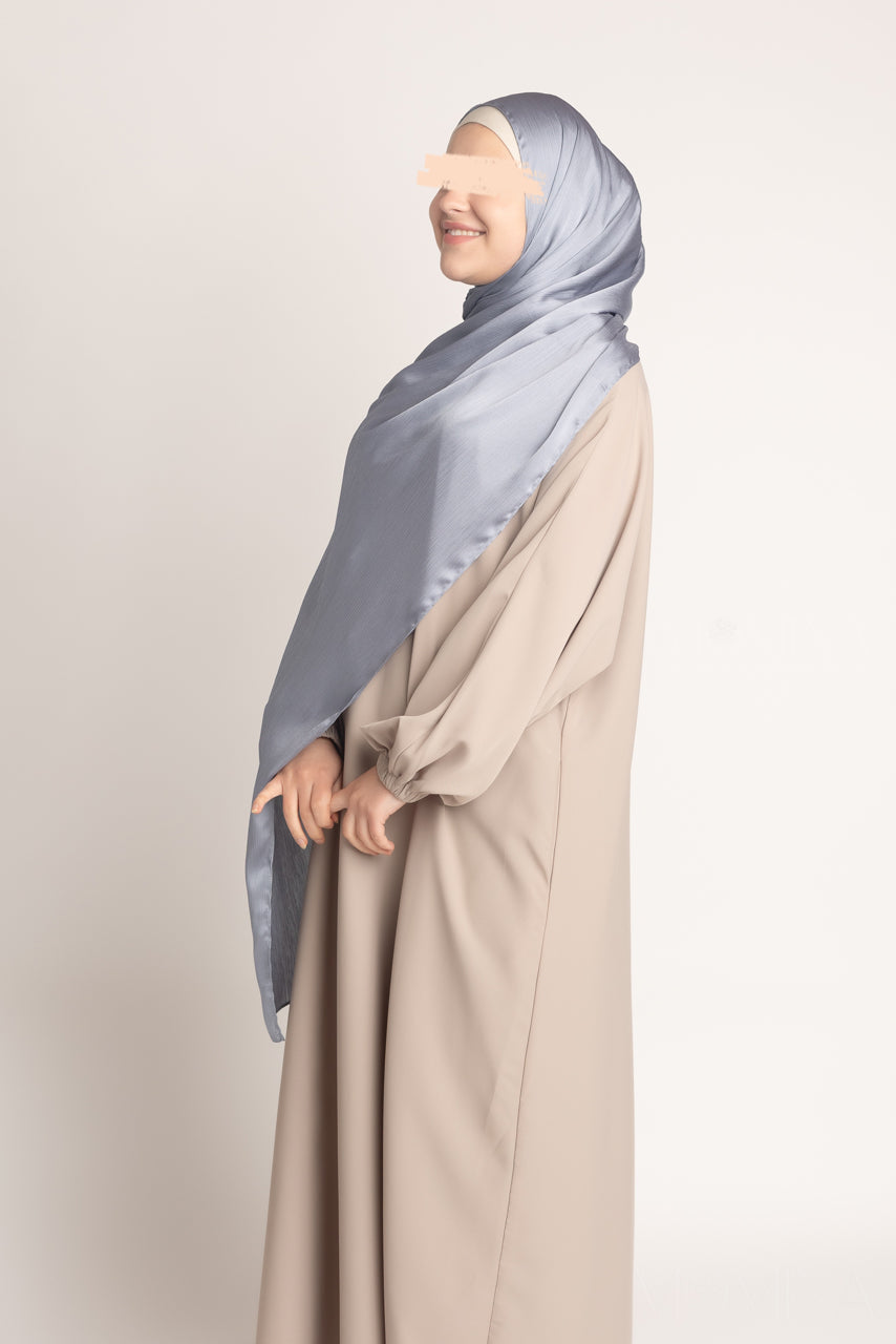 Hijab froissé en satin de soie - Aquamarine