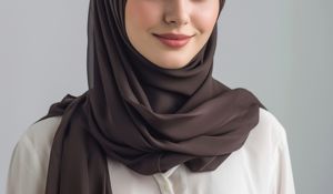 Close up shot of a woman wearing a premium chiffon hijab