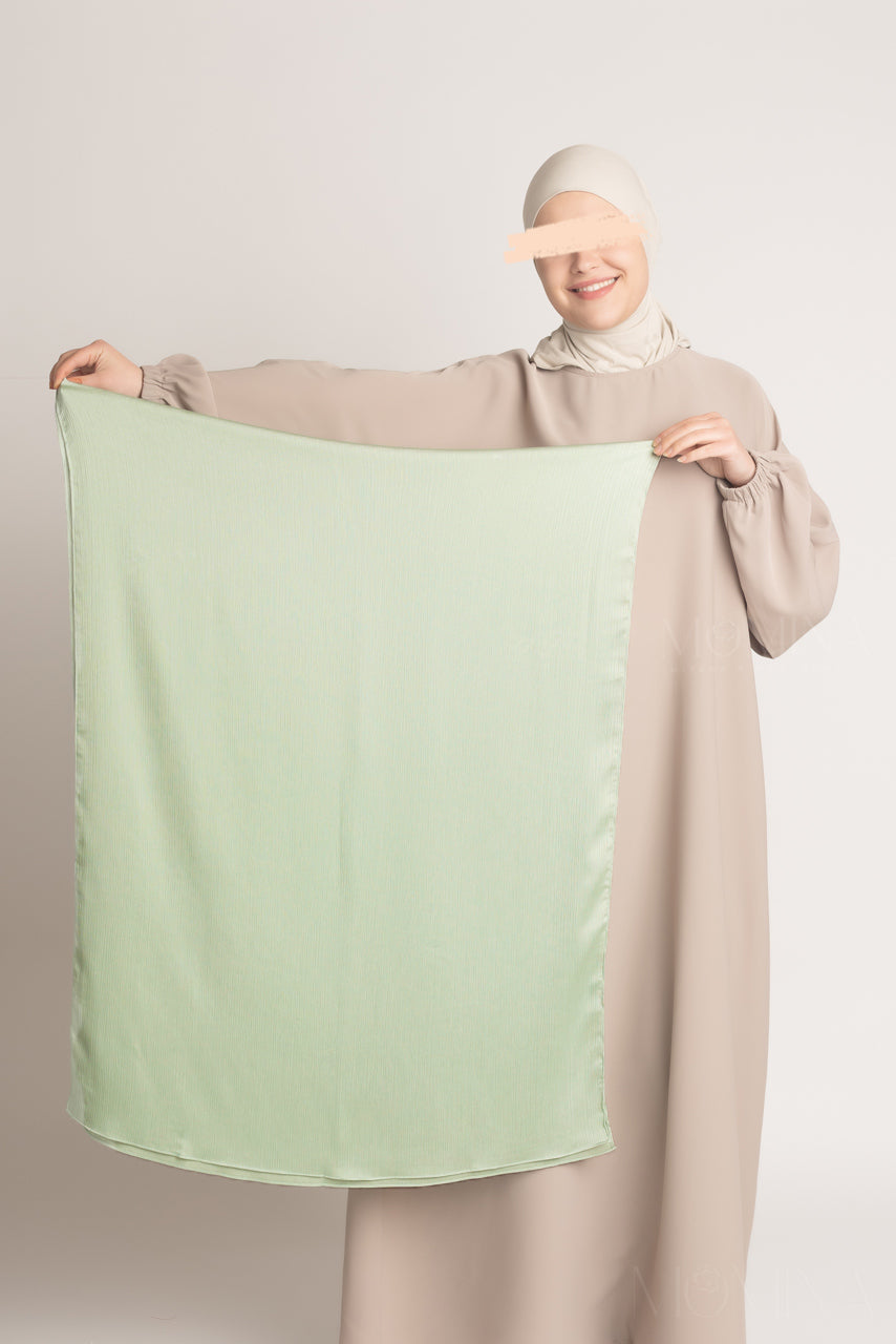 Silk Satin Crinkle Hijab - Crystal Green