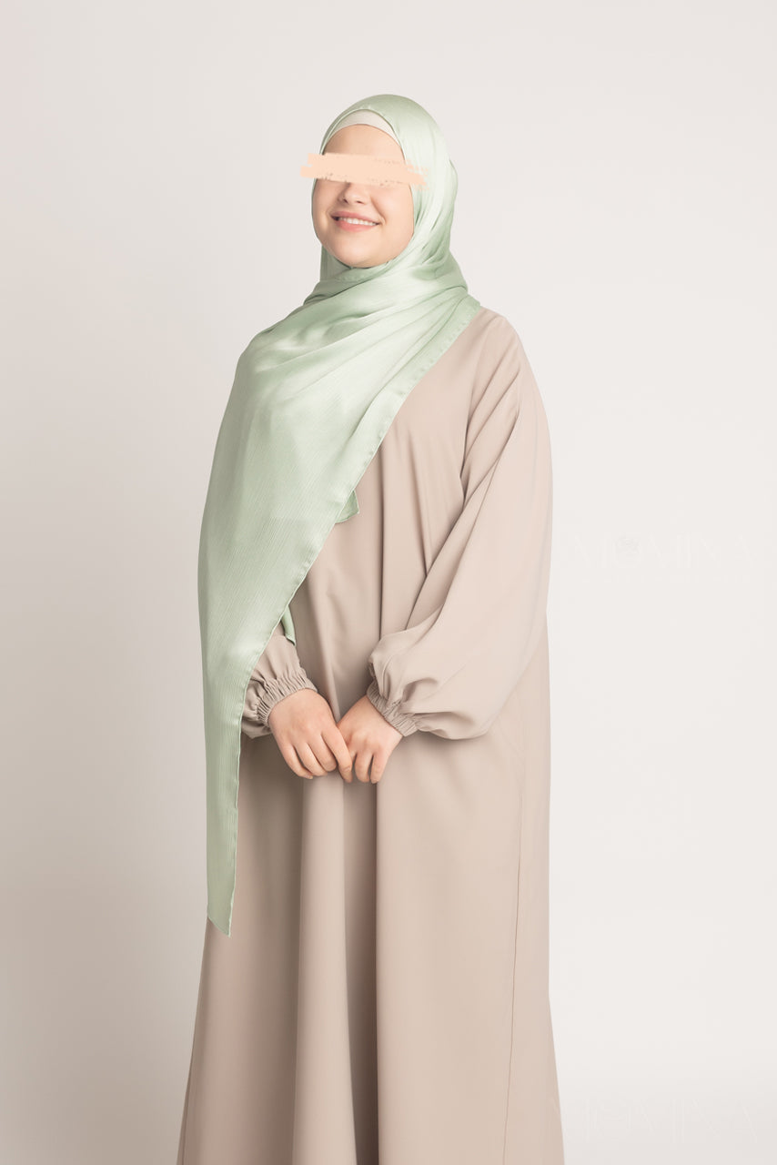 Satin Crinkle Hijab - Crystal Green