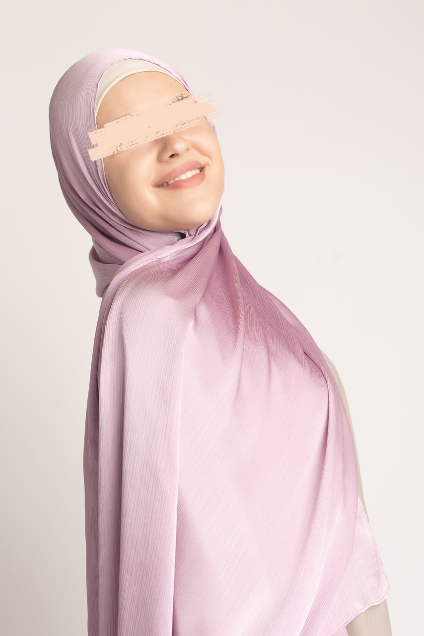 Hijab froissé en satin de soie - Jacinthe