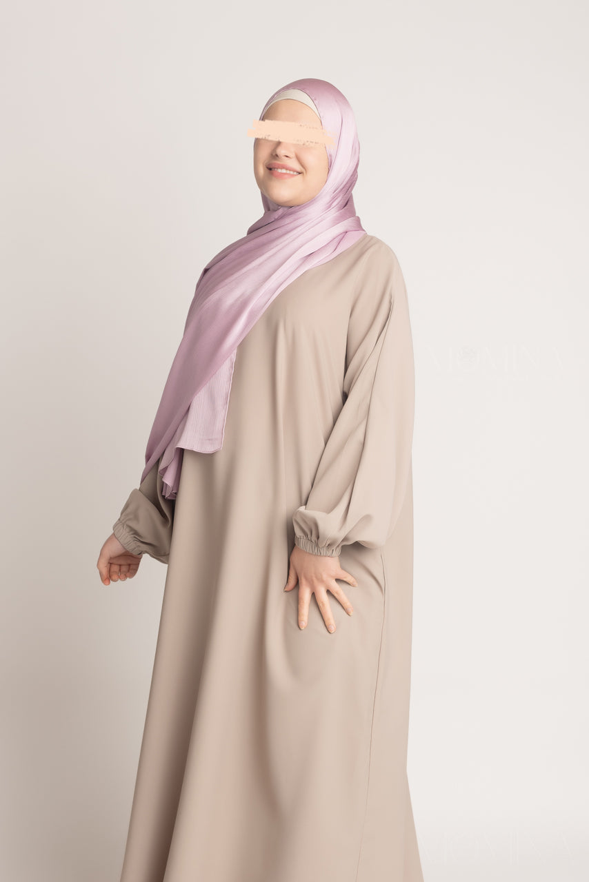 Hijab froissé en satin de soie - Jacinthe