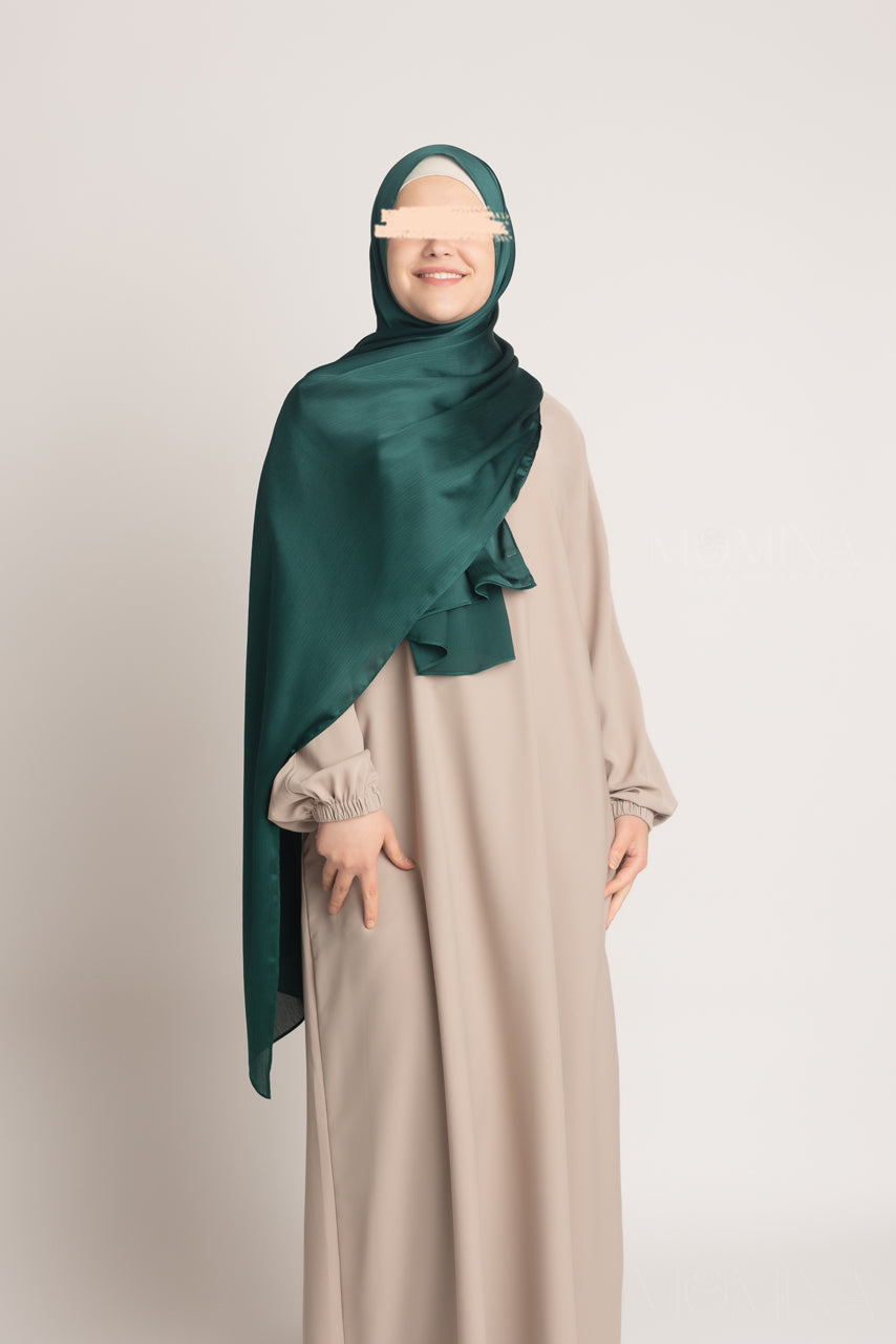 Hijab froissé en satin de soie - Jade