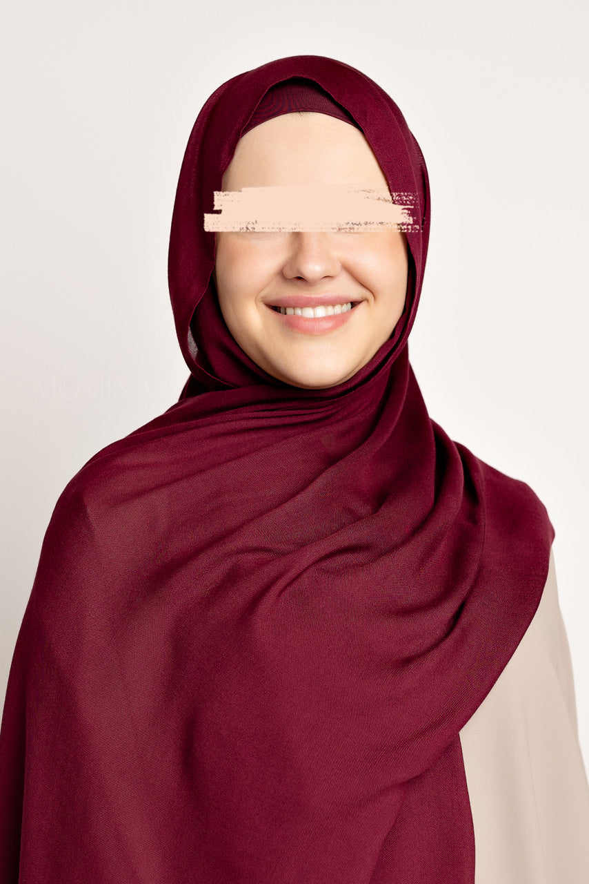 Matching Luxury Modal Hijab & Undercap Set - Crimson Rose