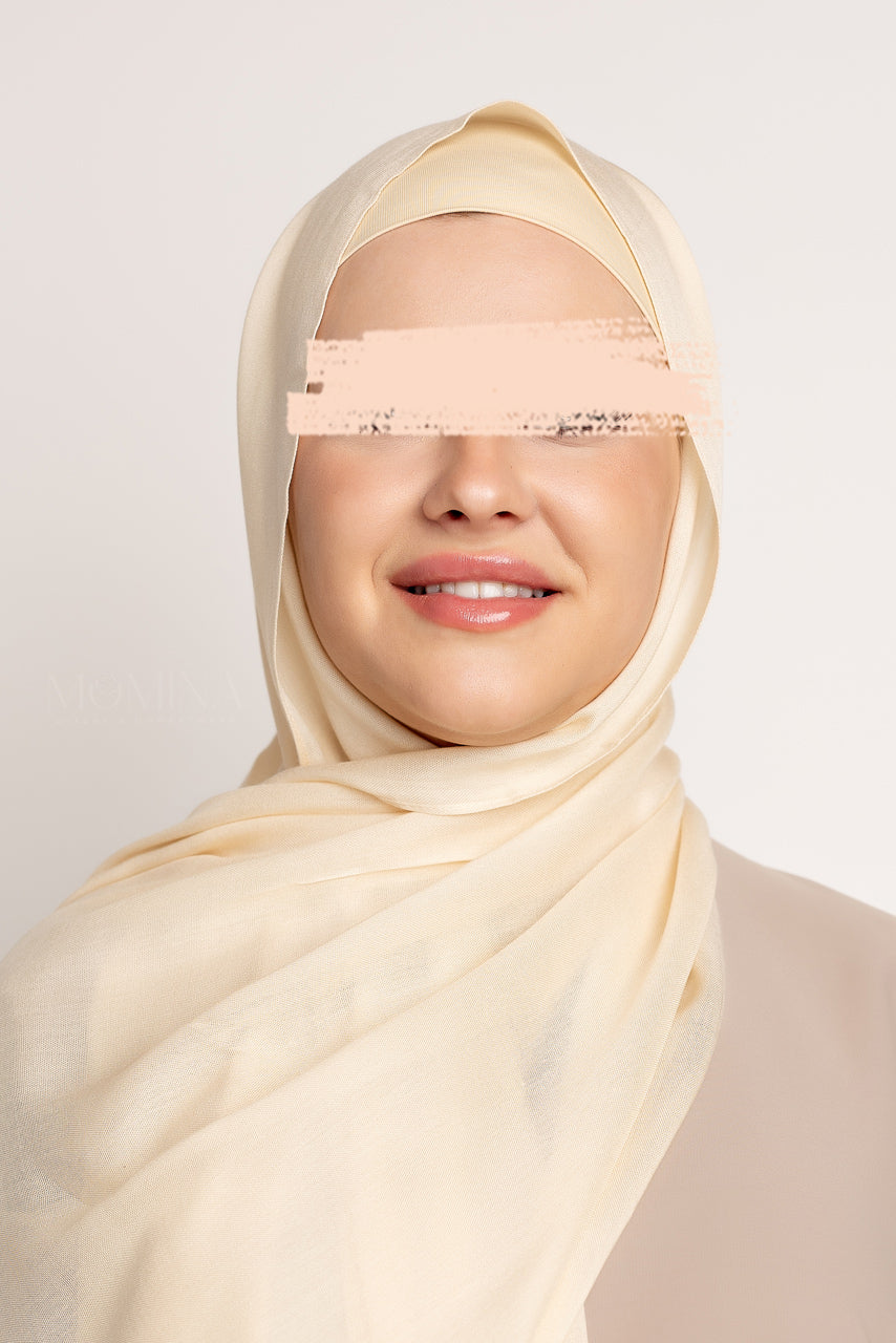 Matching Luxury Modal Hijab & Undercap Set - Sweet Cream