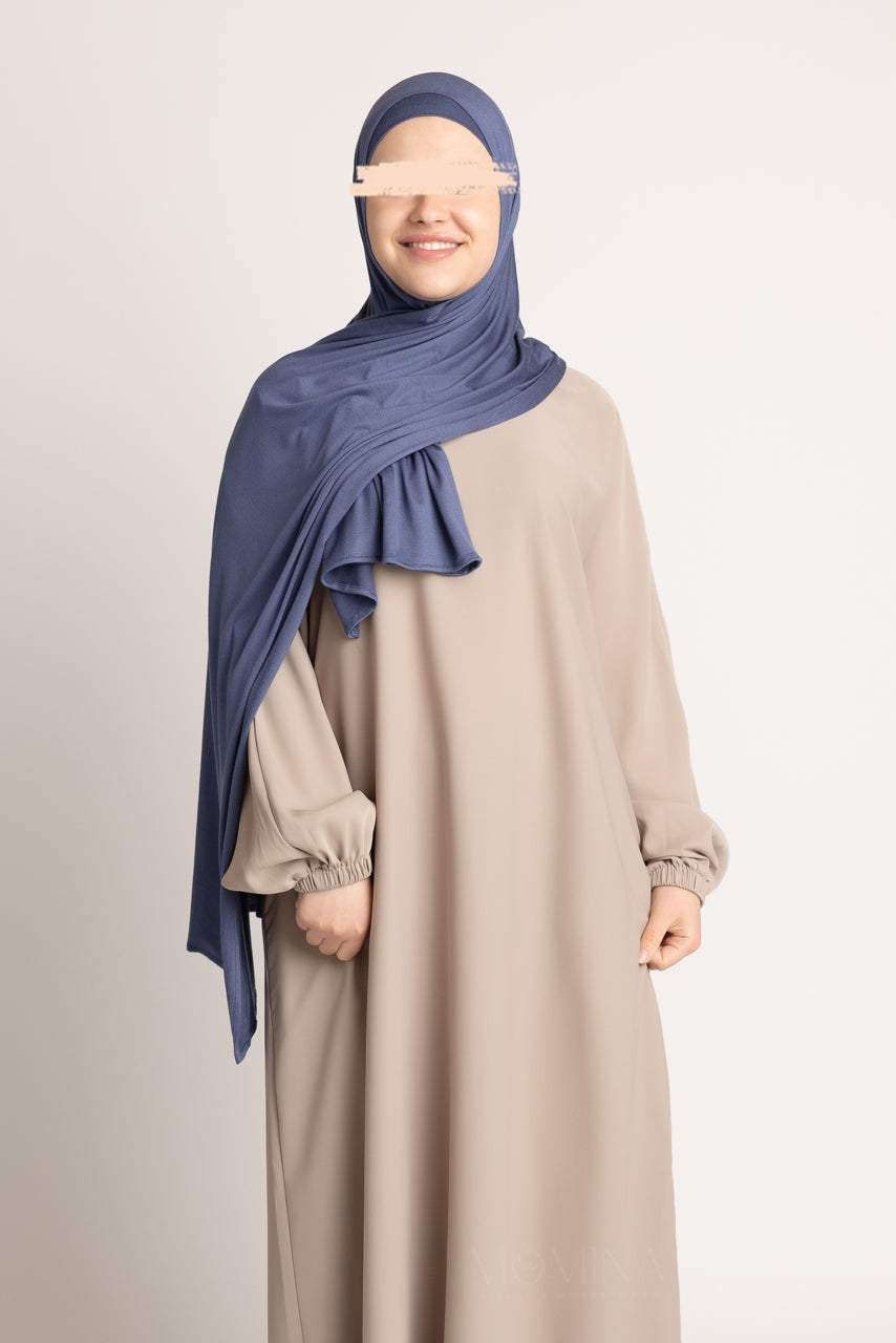 Matching Premium Jersey Hijab & Undercap Set - Blue Ink