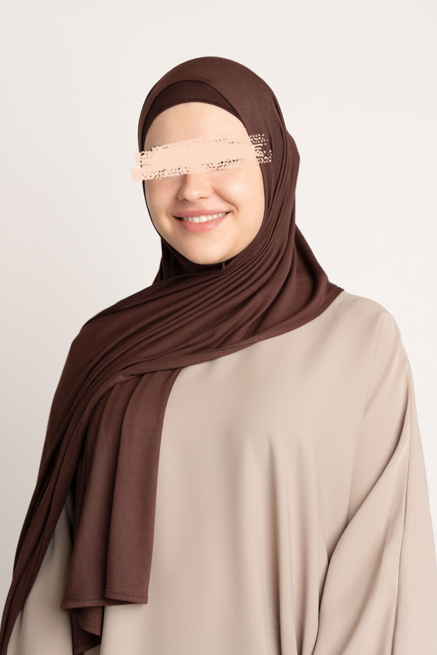 Matching Premium Jersey Hijab & Undercap Set - Brownie