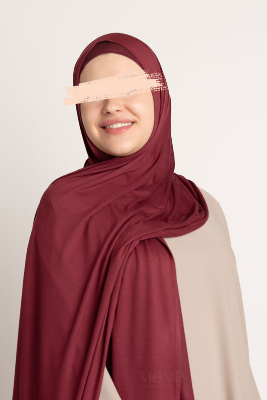 Matching Premium Jersey Hijab & Undercap Set - Cherry