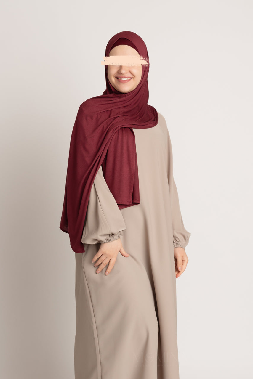 Matching Premium Jersey Hijab & Undercap Set - Cherry