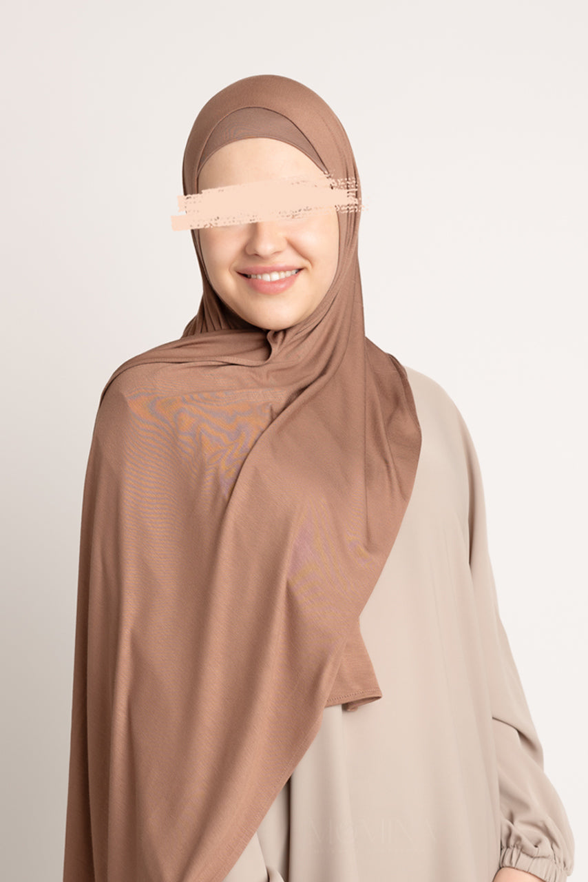 Matching Premium Jersey Hijab & Undercap Set - Chestnut