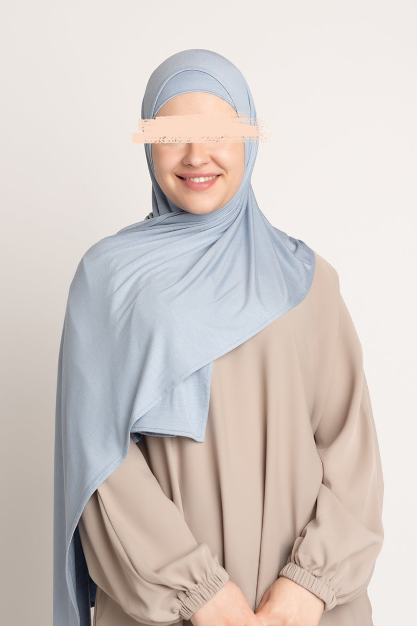 Matching Premium Jersey Hijab & Undercap Set - Crystal Blue