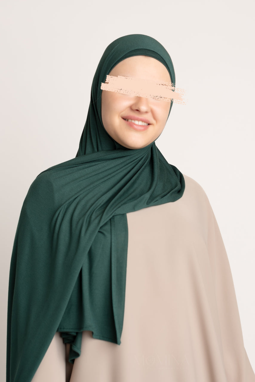 Matching Premium Jersey Hijab & Undercap Set - Evergreen