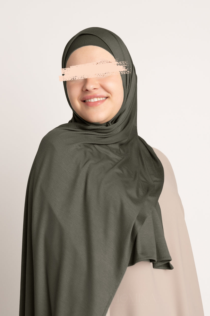 Matching Premium Jersey Hijab & Undercap Set - Gun Metal