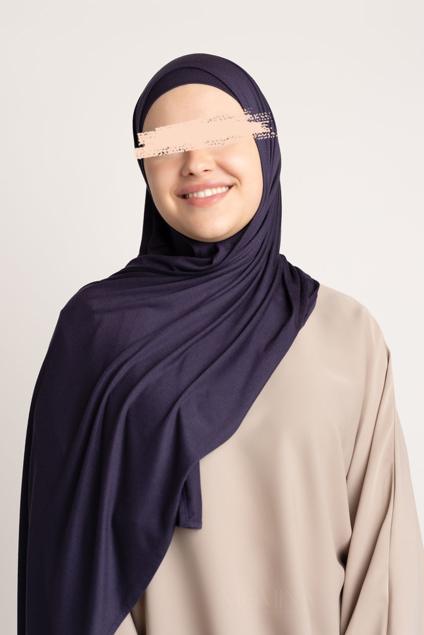 Matching Premium Jersey Hijab & Undercap Set - Indigo