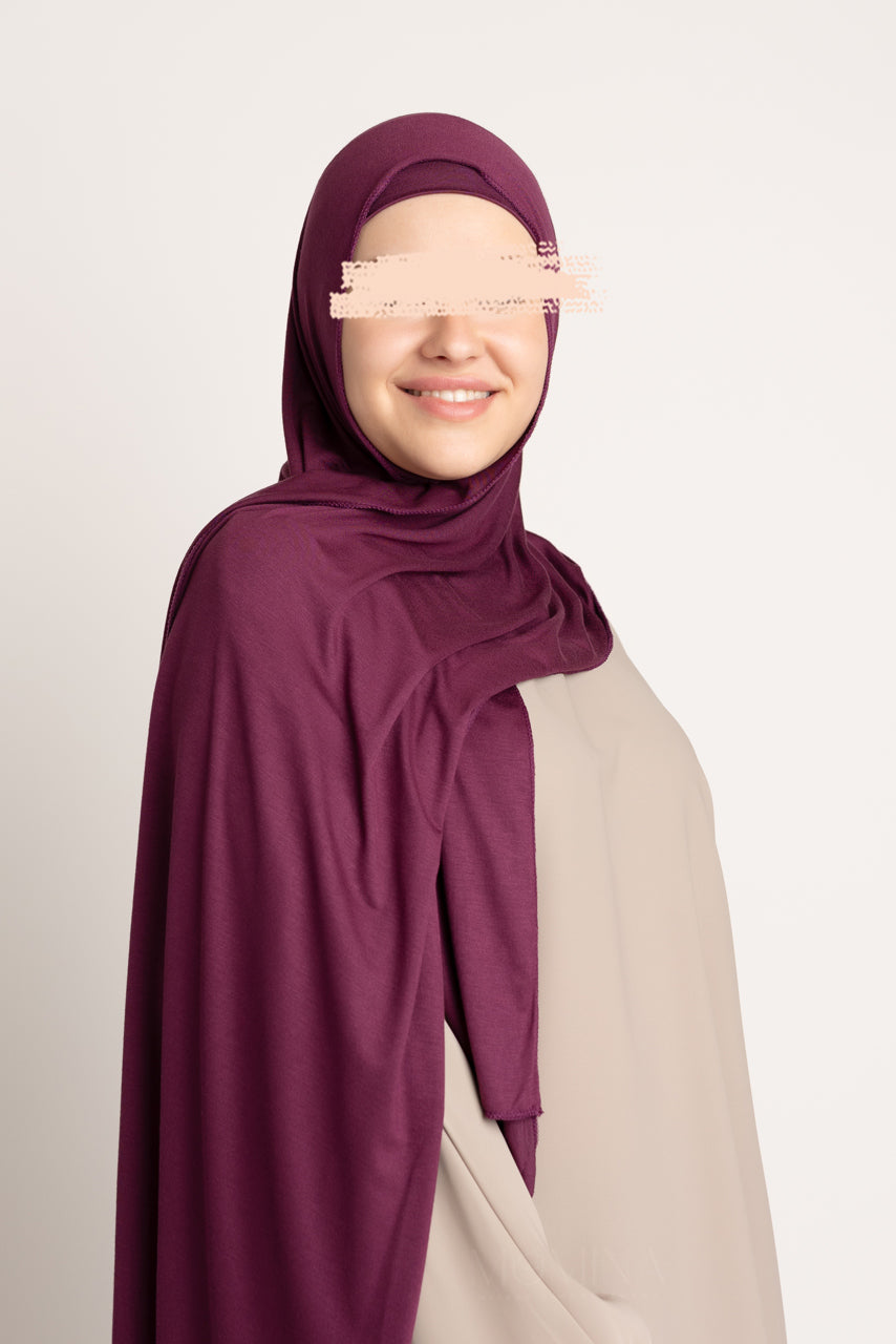 Matching Premium Jersey Hijab & Undercap Set - Mahogany