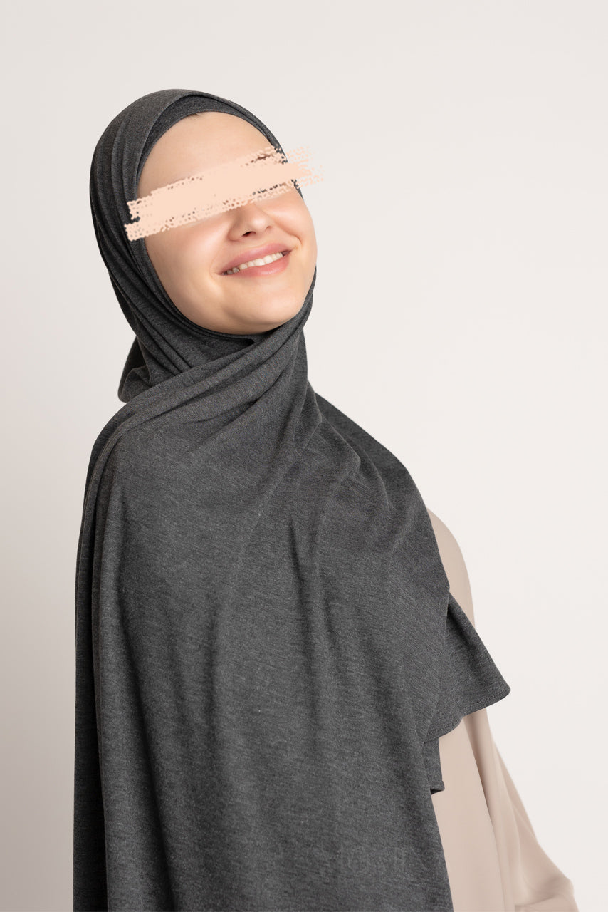 Matching Premium Jersey Hijab & Undercap Set - Marble Gray