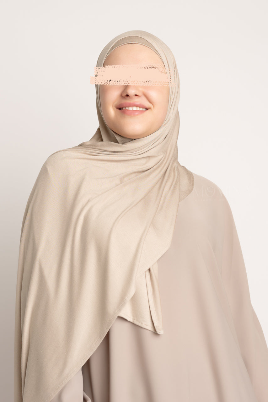 Matching Premium Jersey Hijab & Undercap Set - Oat