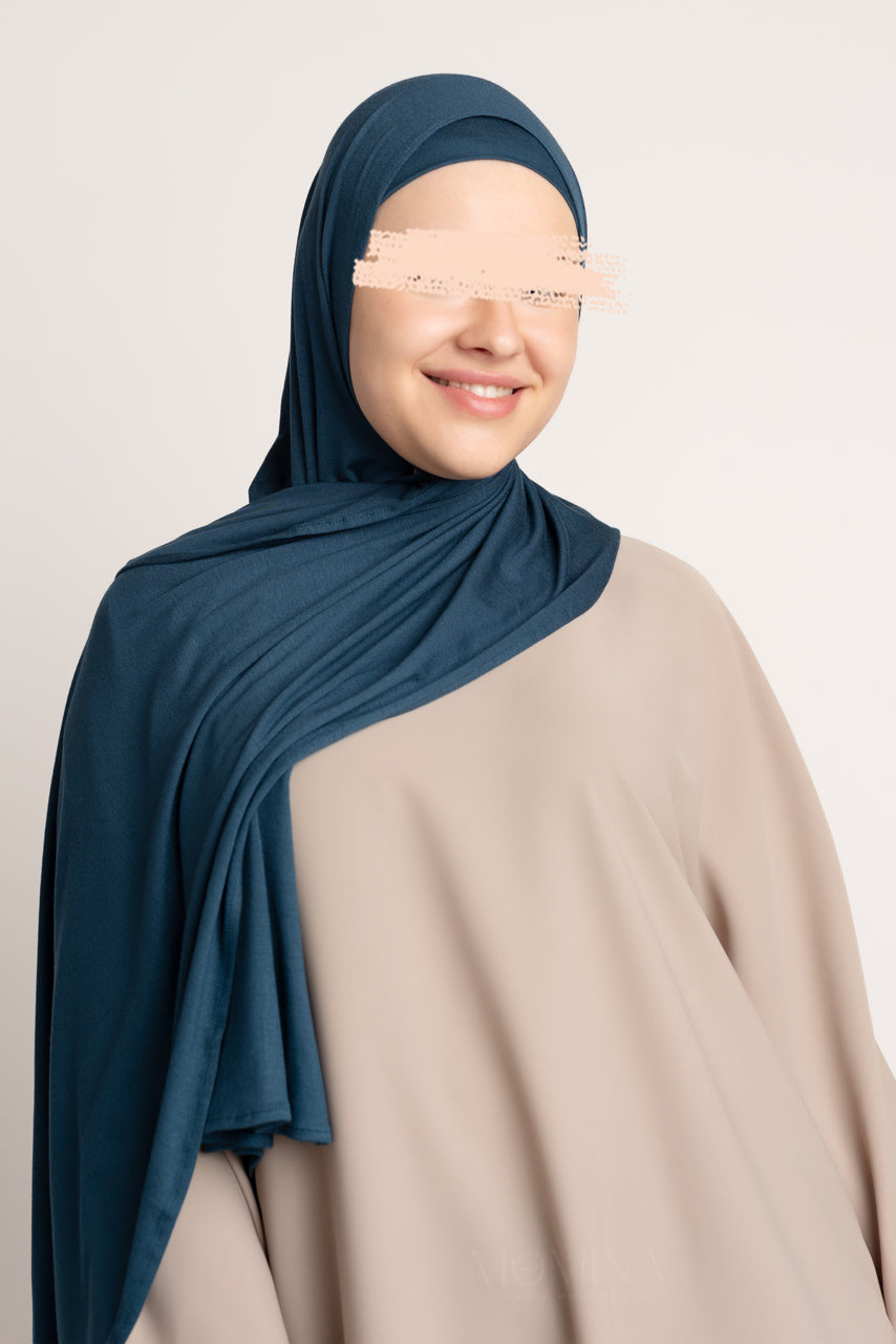 Matching Premium Jersey Hijab & Undercap Set - Peacock