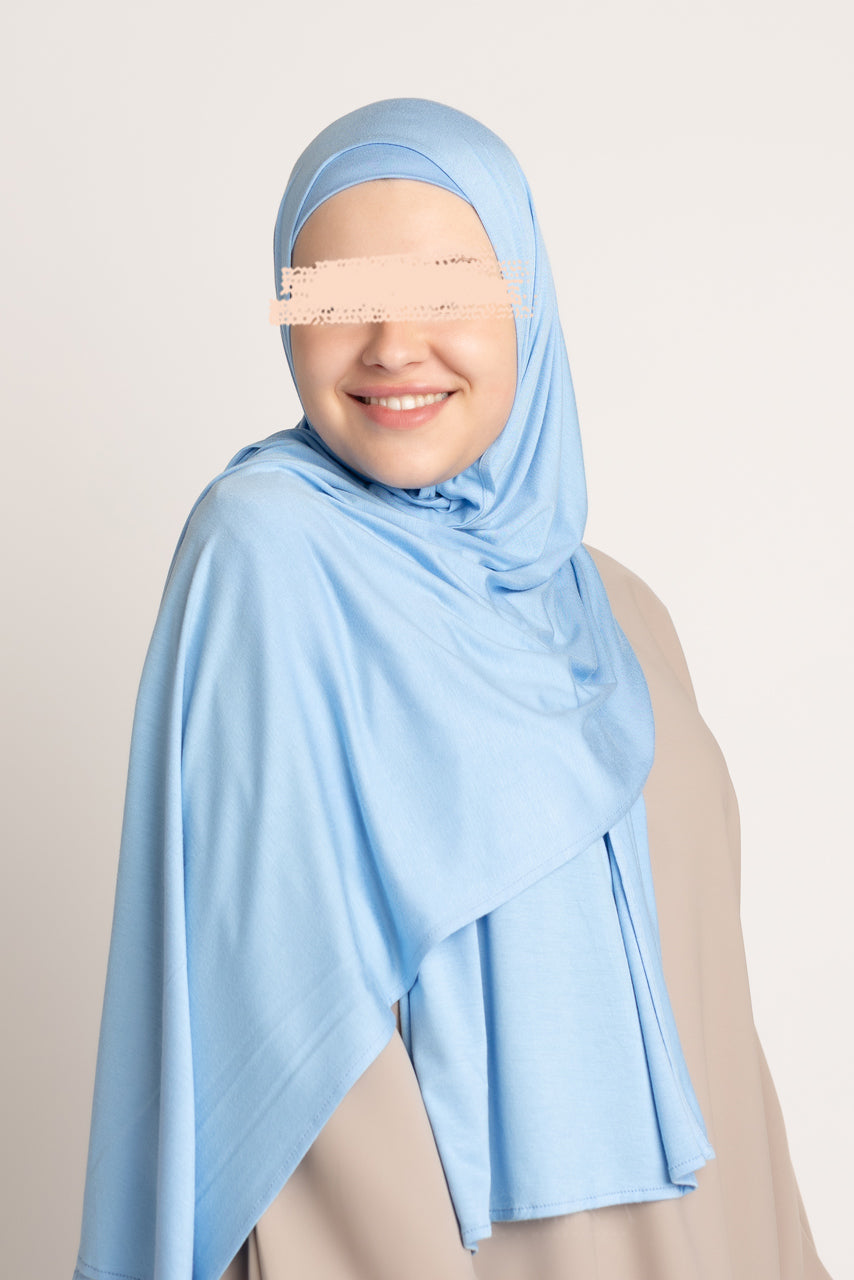 Matching Premium Jersey Hijab & Undercap Set - Powder Blue