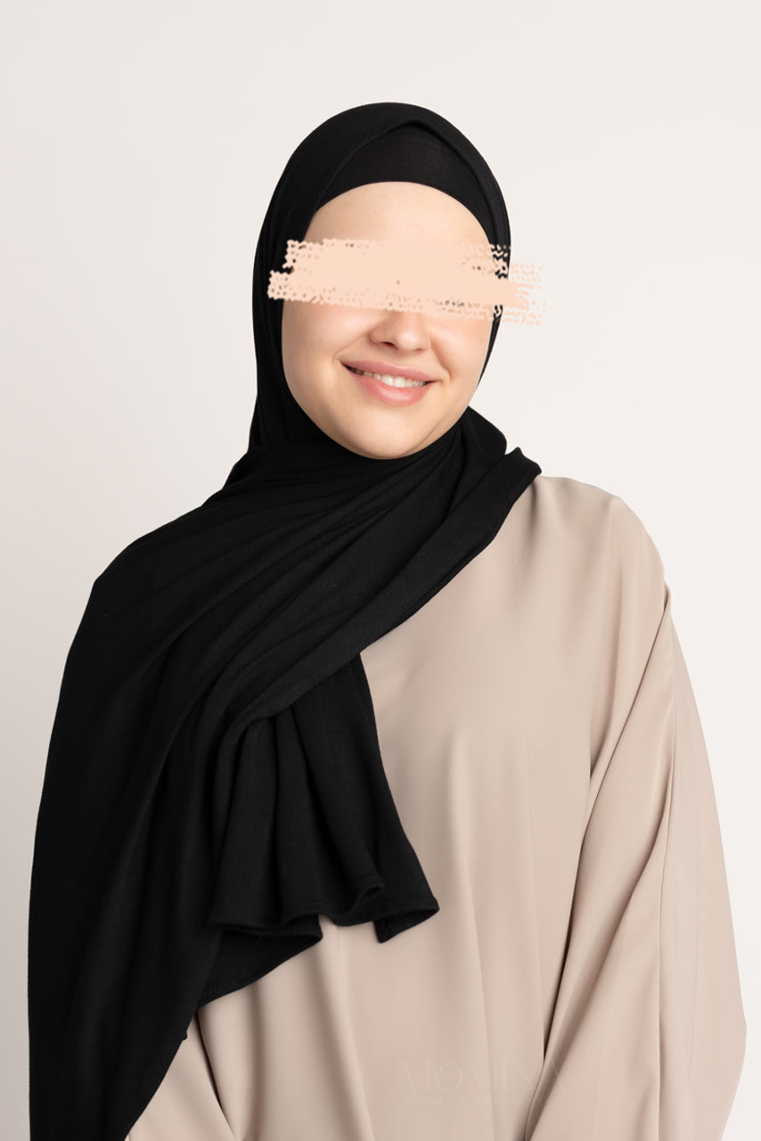 Matching Premium Jersey Hijab & Undercap Set - Raven