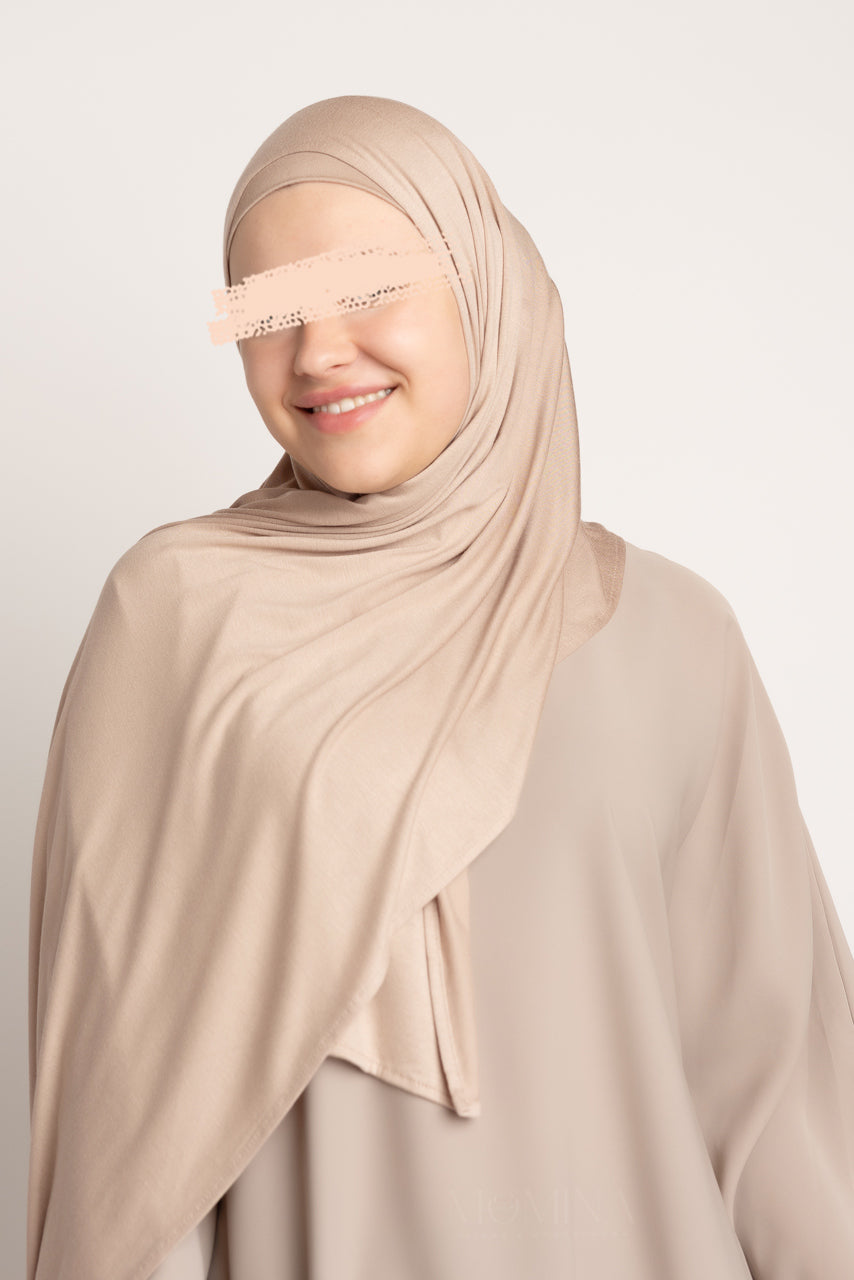 Matching Premium Jersey Hijab & Undercap Set - Sand