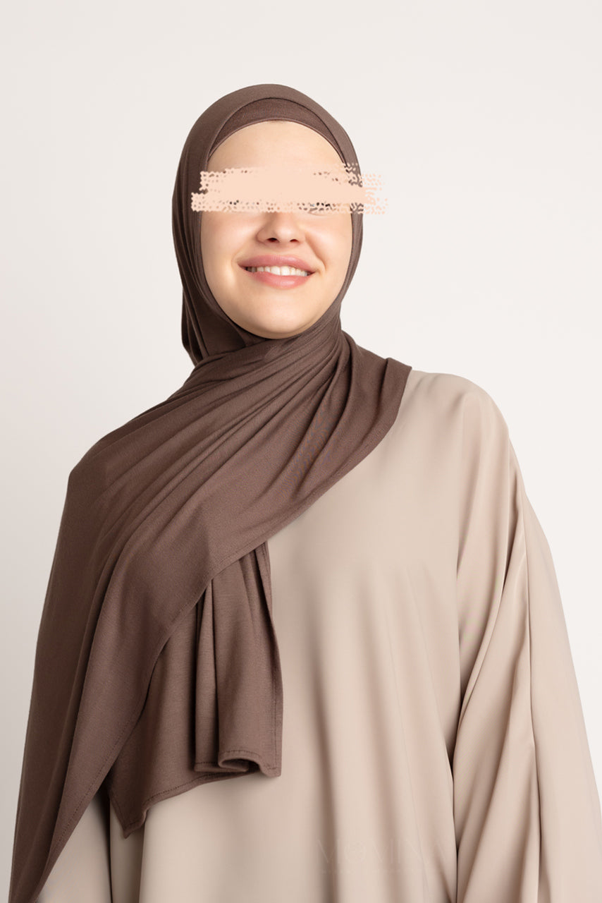 Matching Premium Jersey Hijab & Undercap Set - Suede Brown