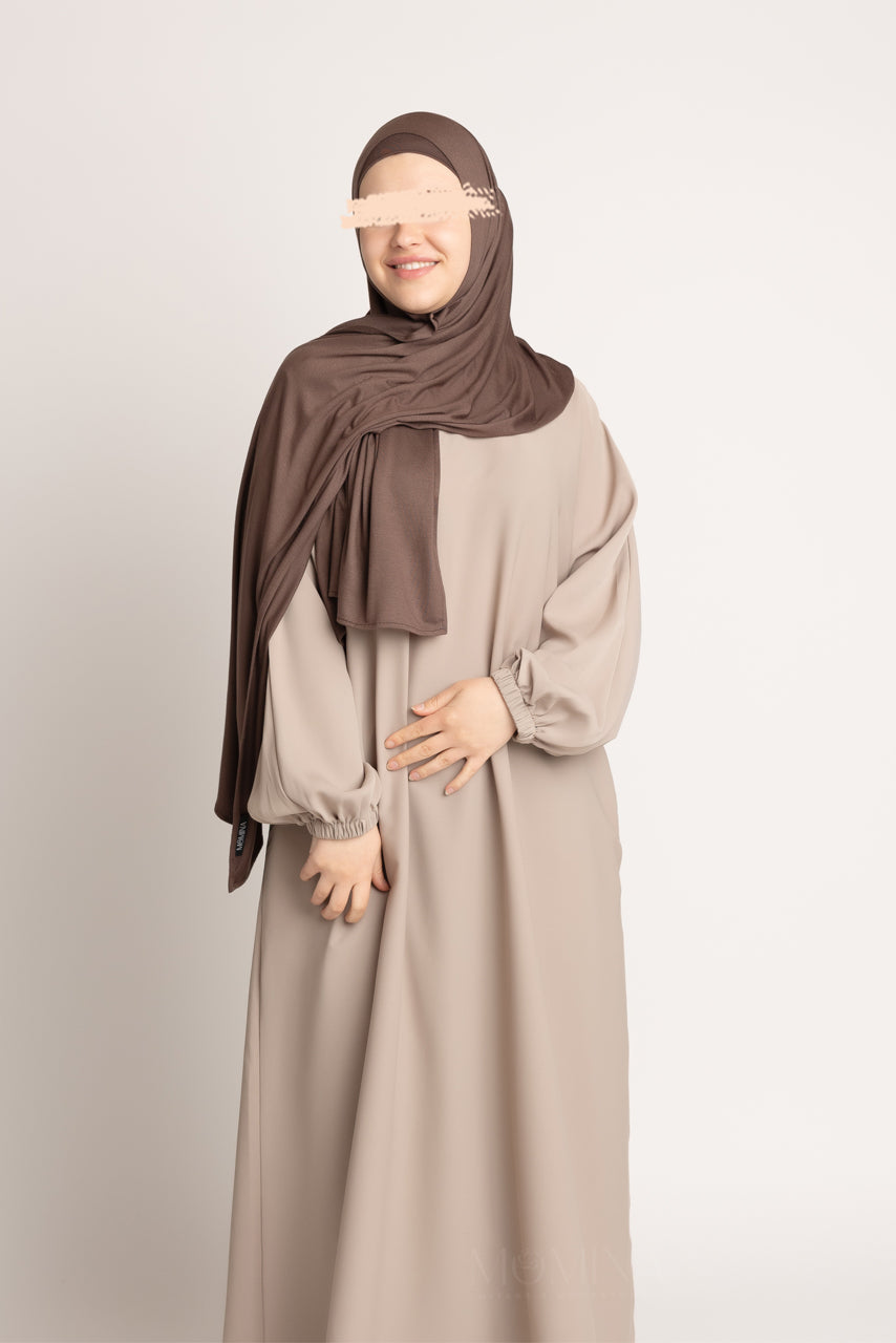 Matching Premium Jersey Hijab & Undercap Set - Suede Brown