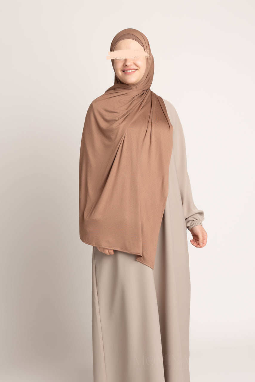 Matching Premium Jersey Hijab & Undercap Set - Chestnut