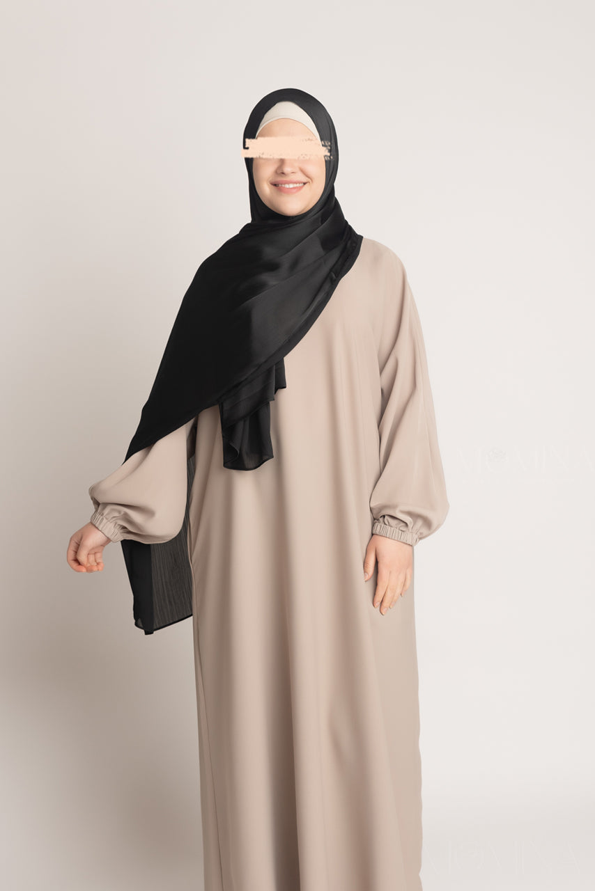 Hijab en satin de soie froissé - Métal