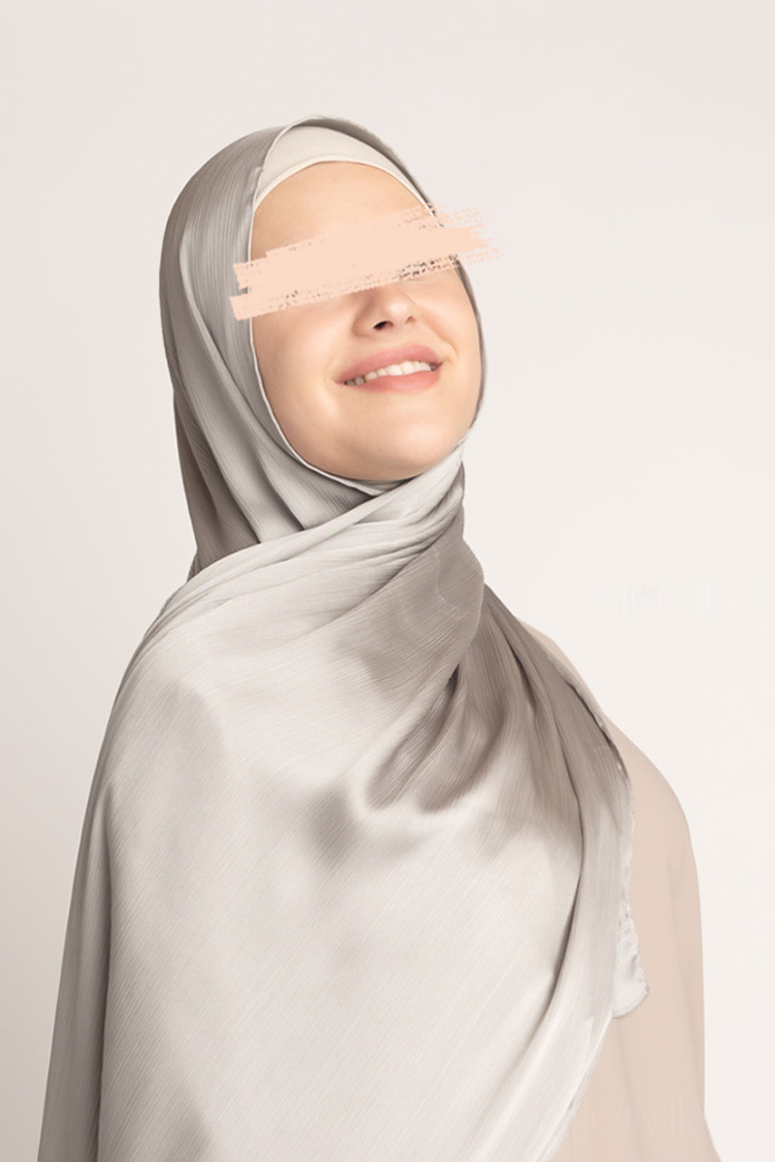 Hijab froissé en satin de soie - Moondust