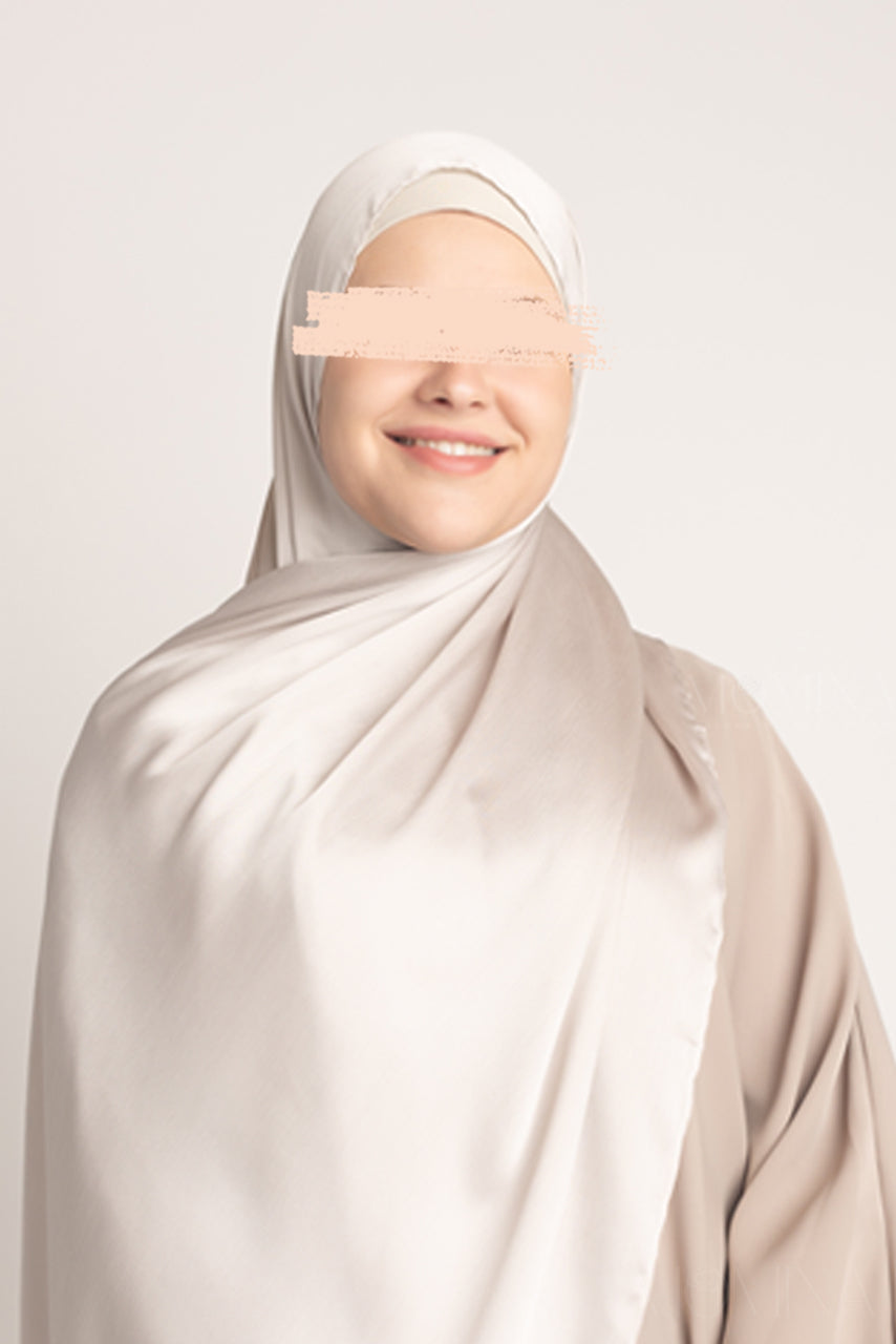 Hijab froissé en satin de soie - Pierre de lune